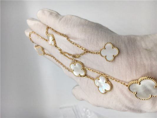 Calidad Oro amarillo mágico nacarado blanco del collar 18k de Van Cleef Arpels Alhambra fábrica