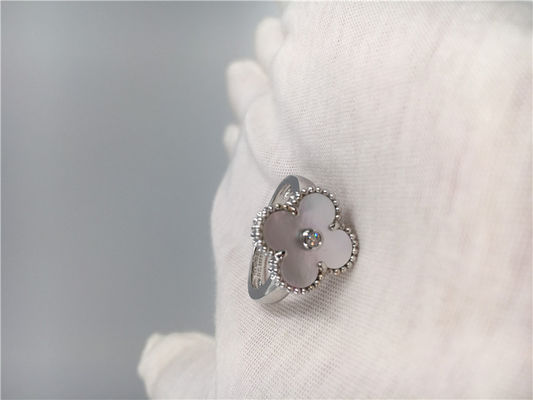 Calidad Oro blanco del anillo de oro de Alhambra 18K del vintage con el diamante/nacarado blanco fábrica