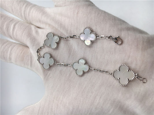 Calidad Oro blanco de la pulsera del oro de Alhambra 18K del vintage con nacarado blanco fábrica