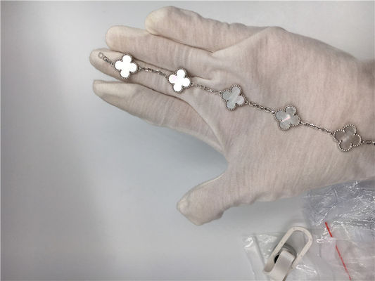 Calidad Oro blanco de la pulsera del oro de Alhambra 18K del vintage con nacarado blanco fábrica