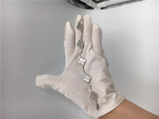 Calidad Oro blanco de la pulsera del oro de Alhambra 18K del vintage con nacarado blanco fábrica