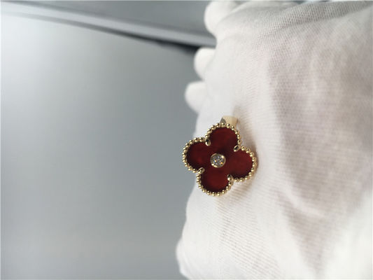 Calidad Vintage único Alhambra del anillo de oro de la cornalina 18K de las mujeres con el diamante real fábrica