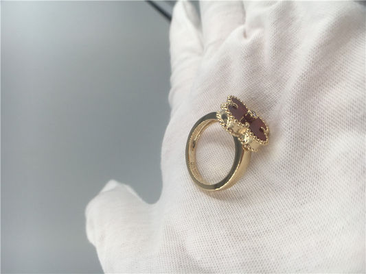 Calidad Vintage único Alhambra del anillo de oro de la cornalina 18K de las mujeres con el diamante real fábrica