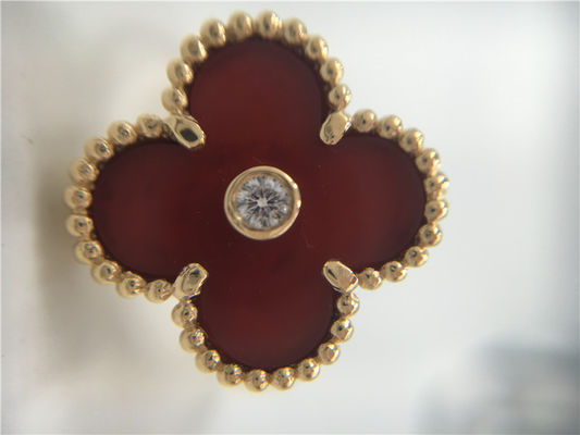 Calidad Vintage único Alhambra del anillo de oro de la cornalina 18K de las mujeres con el diamante real fábrica