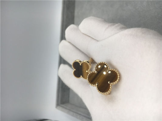 Calidad Oro amarillo de los pendientes 18k de Alhambra del vintage de Van Cleef Arpels con d'amourette de los bois fábrica
