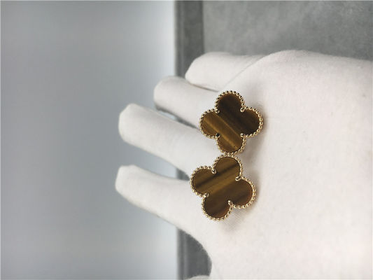 Calidad Oro amarillo de los pendientes 18k de Alhambra del vintage de Van Cleef Arpels con d'amourette de los bois fábrica