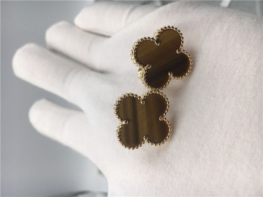 Calidad Oro amarillo de los pendientes 18k de Alhambra del vintage de Van Cleef Arpels con d'amourette de los bois fábrica