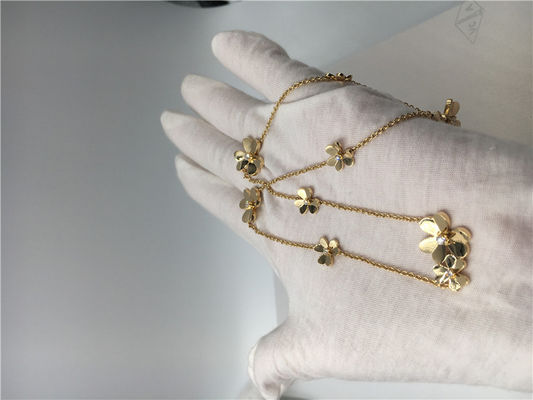 Calidad collar con los diamantes redondos, collar del oro amarillo 18k de 9 Flowers Van Cleef Frivole fábrica