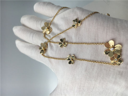 Calidad collar con los diamantes redondos, collar del oro amarillo 18k de 9 Flowers Van Cleef Frivole fábrica