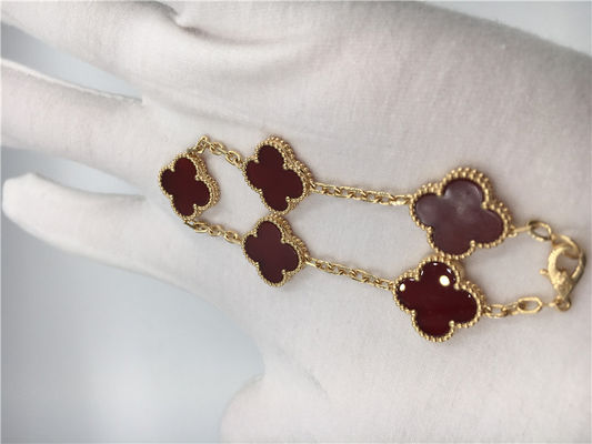 Calidad Vintage modificado para requisitos particulares 18k Rose Gold Bracelet Van Cleef Arpels con cornalina roja fábrica
