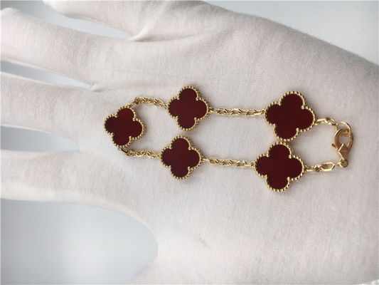 Calidad Vintage modificado para requisitos particulares 18k Rose Gold Bracelet Van Cleef Arpels con cornalina roja fábrica