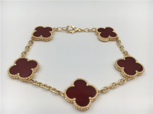 Calidad Vintage modificado para requisitos particulares 18k Rose Gold Bracelet Van Cleef Arpels con cornalina roja fábrica