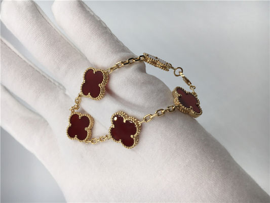 Calidad Vintage modificado para requisitos particulares 18k Rose Gold Bracelet Van Cleef Arpels con cornalina roja fábrica