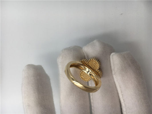 Calidad Diamante redondo del anillo de oro del amarillo 18k de Alhambra del vintage con nacarado blanco fábrica