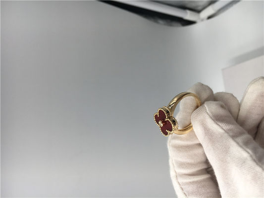 Calidad Diamante redondo único de los anillos de compromiso de oro amarillo, anillo de Alhambra del vintage con cornalina fábrica