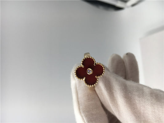 Calidad Diamante redondo único de los anillos de compromiso de oro amarillo, anillo de Alhambra del vintage con cornalina fábrica