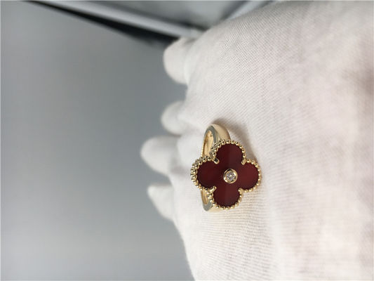 Calidad Diamante redondo único de los anillos de compromiso de oro amarillo, anillo de Alhambra del vintage con cornalina fábrica
