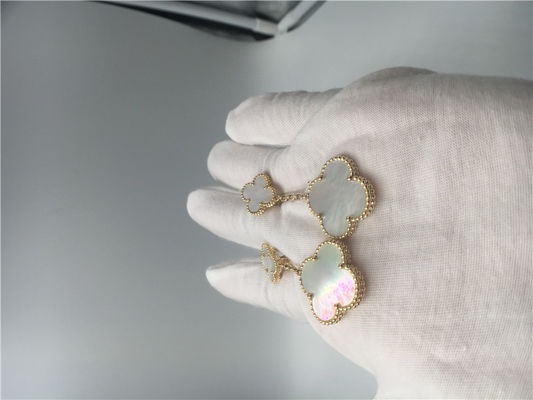 Calidad Van Cleef Earrings con 2 adornos, pendientes nacarados amarillos de Van Cleef del oro 18k fábrica