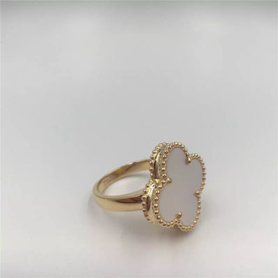 Calidad Diseño simple mágico nacarado blanco de Alhambra del anillo de oro 18K para las señoras jovenes fábrica