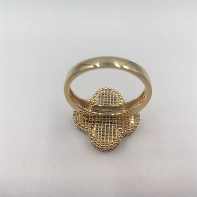Calidad Diseño simple mágico nacarado blanco de Alhambra del anillo de oro 18K para las señoras jovenes fábrica