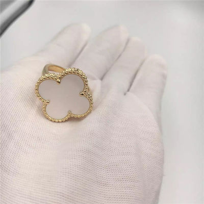 Calidad Diseño simple mágico nacarado blanco de Alhambra del anillo de oro 18K para las señoras jovenes fábrica