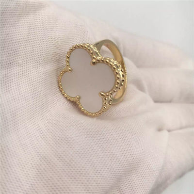 Calidad Diseño simple mágico nacarado blanco de Alhambra del anillo de oro 18K para las señoras jovenes fábrica