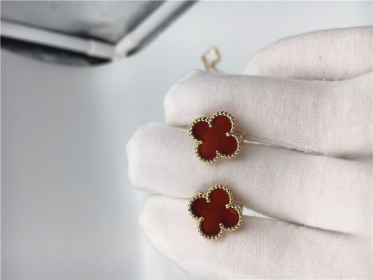 Calidad Oro amarillo dulce de los earstuds 18k de Van Cleef Arpels Alhambra con cornalina fábrica