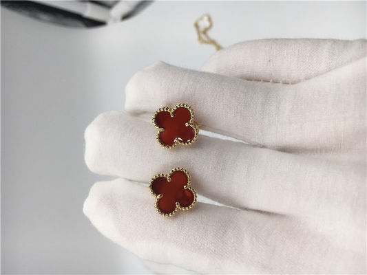 Calidad Oro amarillo dulce de los earstuds 18k de Van Cleef Arpels Alhambra con cornalina fábrica