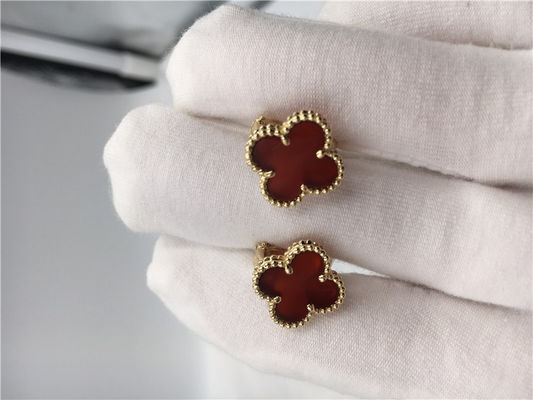 Calidad Oro amarillo dulce de los earstuds 18k de Van Cleef Arpels Alhambra con cornalina fábrica