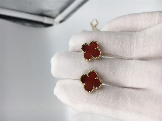 Calidad Oro amarillo dulce de los earstuds 18k de Van Cleef Arpels Alhambra con cornalina fábrica