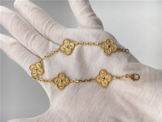 Calidad Vintage Alhambra de la pulsera del oro de los adornos 18K del amarillo 5 de las mujeres ninguna piedra preciosa fábrica