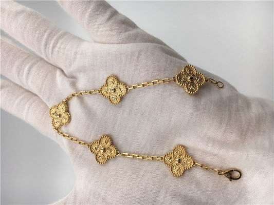 Calidad Vintage Alhambra de la pulsera del oro de los adornos 18K del amarillo 5 de las mujeres ninguna piedra preciosa fábrica