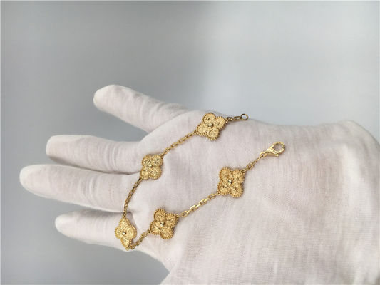 Calidad Vintage Alhambra de la pulsera del oro de los adornos 18K del amarillo 5 de las mujeres ninguna piedra preciosa fábrica
