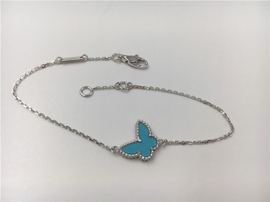 Calidad Ninguna turquesa dulce de la pulsera del oro 18K del diamante con la piedra preciosa de la forma de la mariposa fábrica