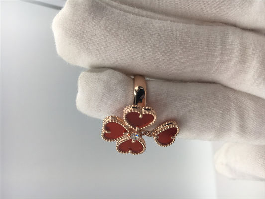 Calidad 18k Rose Gold Van Cleef y Arpels florecen el anillo con cornalina/el diamante redondo fábrica