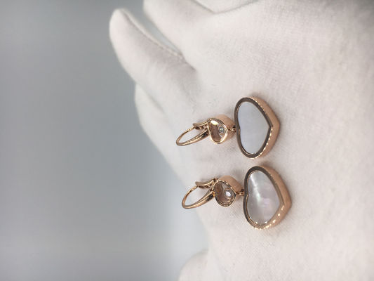 Calidad Oro del rosa del pendiente 18k de los corazones de Chopard con el diamante y nacarado felices fábrica