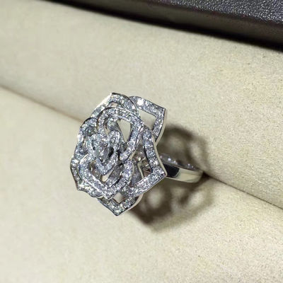 Calidad El oro blanco de encargo de gama alta de la joyería 18K del anillo de Piaget Rose fijó con el diamante fábrica