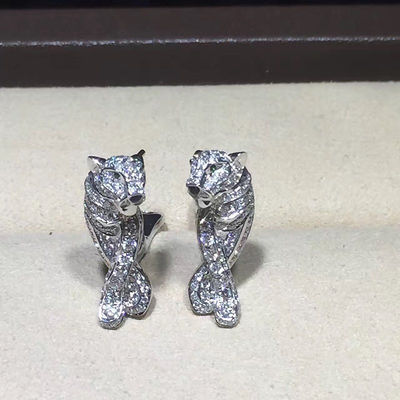 Calidad Pendientes de lujo modificados para requisitos particulares de la pantera de la joyería del diamante del oro 18K con la laca negra fábrica