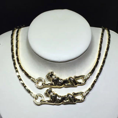 Calidad collar de encargo de la pantera de la joyería de la parte alta del oro amarillo 18K con los diamantes/laca fábrica