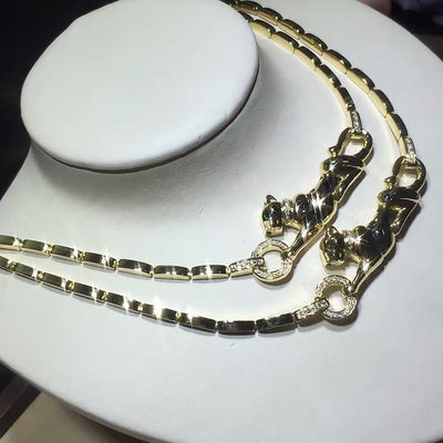 Calidad collar de encargo de la pantera de la joyería de la parte alta del oro amarillo 18K con los diamantes/laca fábrica