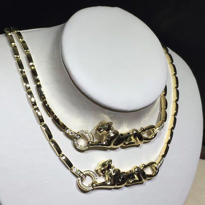 Calidad collar de encargo de la pantera de la joyería de la parte alta del oro amarillo 18K con los diamantes/laca fábrica