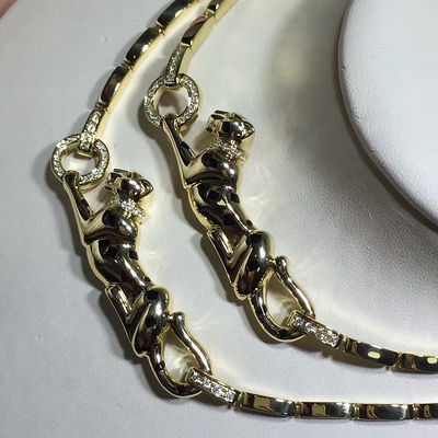 Calidad collar de encargo de la pantera de la joyería de la parte alta del oro amarillo 18K con los diamantes/laca fábrica