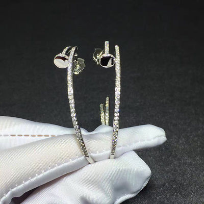 Calidad Ningunos pendientes de la O.N.U Clou de Juste de la piedra preciosa clavan el oro blanco de la forma 18K con los diamantes fábrica