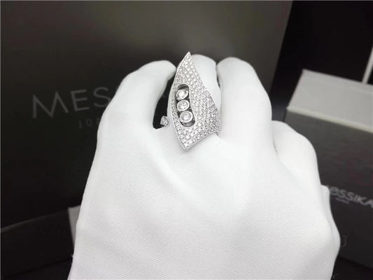 Calidad anillos de diamante del oro blanco 18K, anillos de compromiso de la boda de las mujeres con diseño del cuerno fábrica