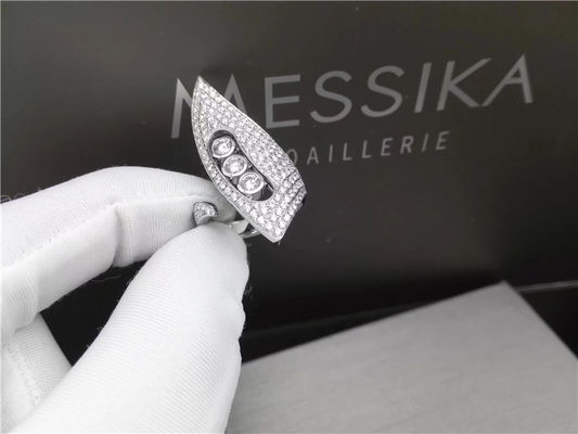 Calidad anillos de diamante del oro blanco 18K, anillos de compromiso de la boda de las mujeres con diseño del cuerno fábrica