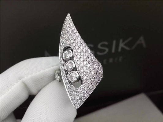 Calidad anillos de diamante del oro blanco 18K, anillos de compromiso de la boda de las mujeres con diseño del cuerno fábrica