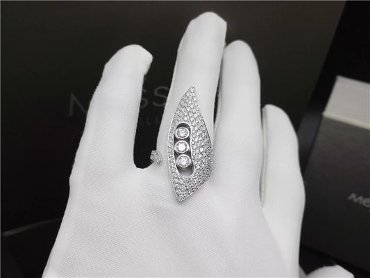 Calidad anillos de diamante del oro blanco 18K, anillos de compromiso de la boda de las mujeres con diseño del cuerno fábrica