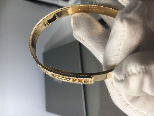 Calidad Oro amarillo del diamante de la aduana 3pcs de la pulsera móvil del brazalete con forma de la silla de montar fábrica
