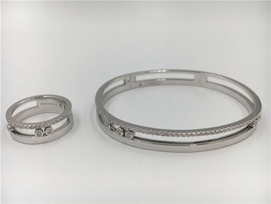 Calidad Ensille la pulsera móvil del diamante de la forma, pulseras del brazalete del oro blanco de las señoras 18k fábrica