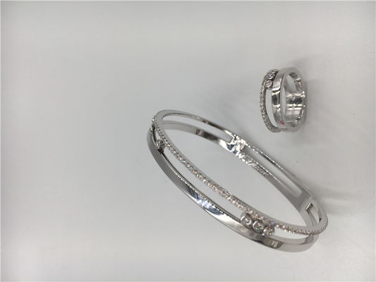 Calidad Ensille la pulsera móvil del diamante de la forma, pulseras del brazalete del oro blanco de las señoras 18k fábrica